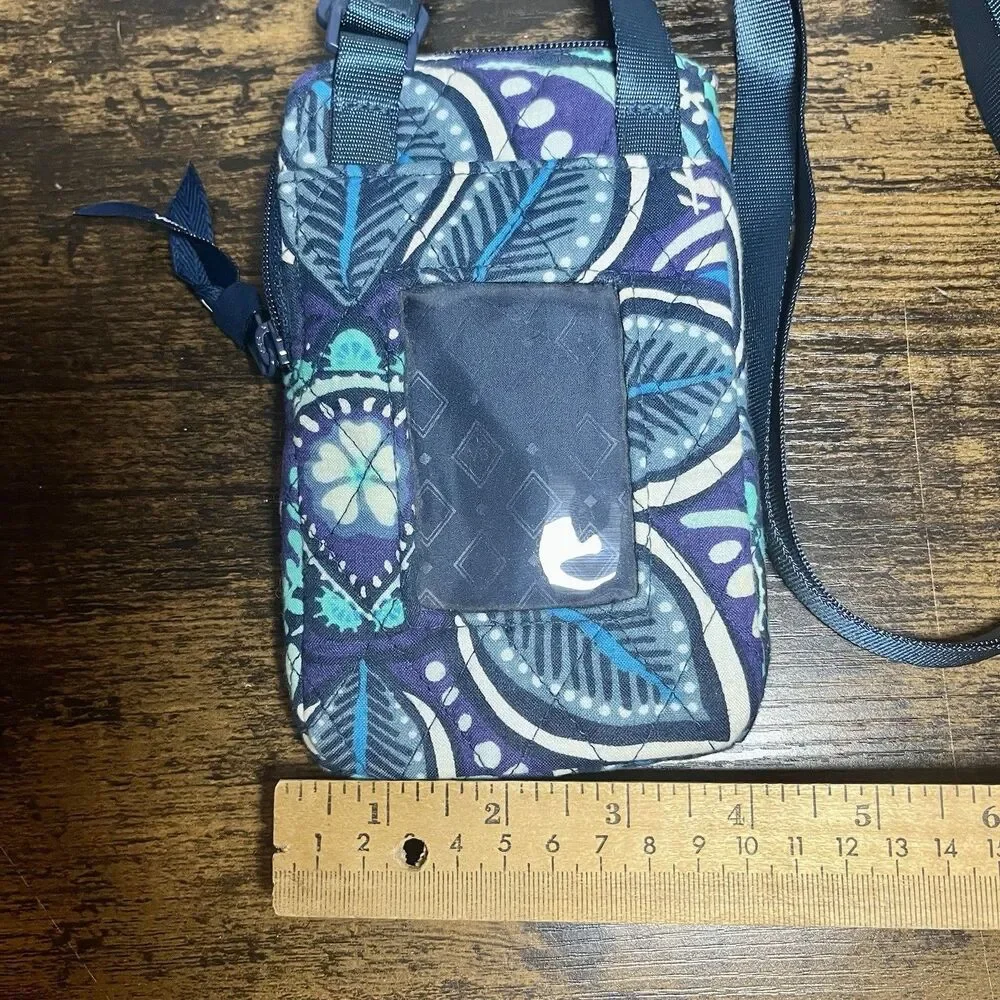 Vera Bradley RFID Mini Cellphone Crossbody Blue Island Medallion Floral Bag